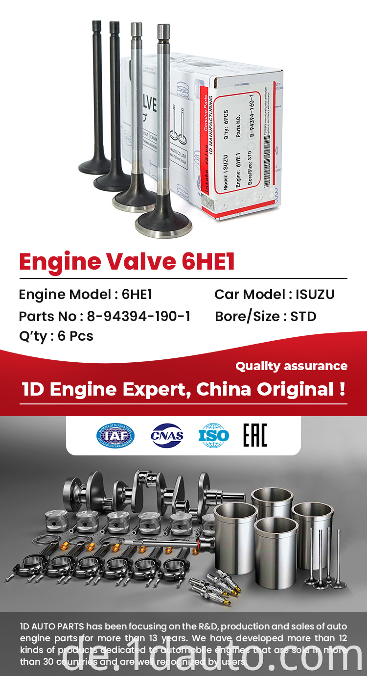 ISUZU 6HE1 Engine Valves 